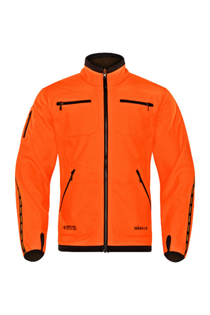Harkila Kamko Fleece Jacket in Hunting Green/ Orange Blaze outside and inside 