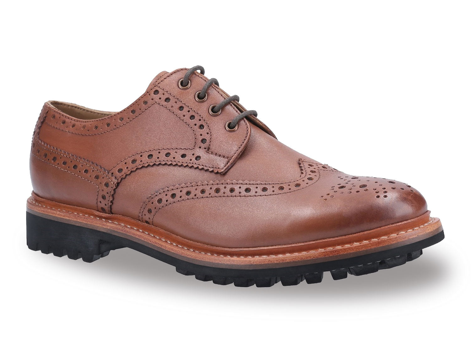 Brown Cotswold Quenington Commando Sole Brogue Shoe
