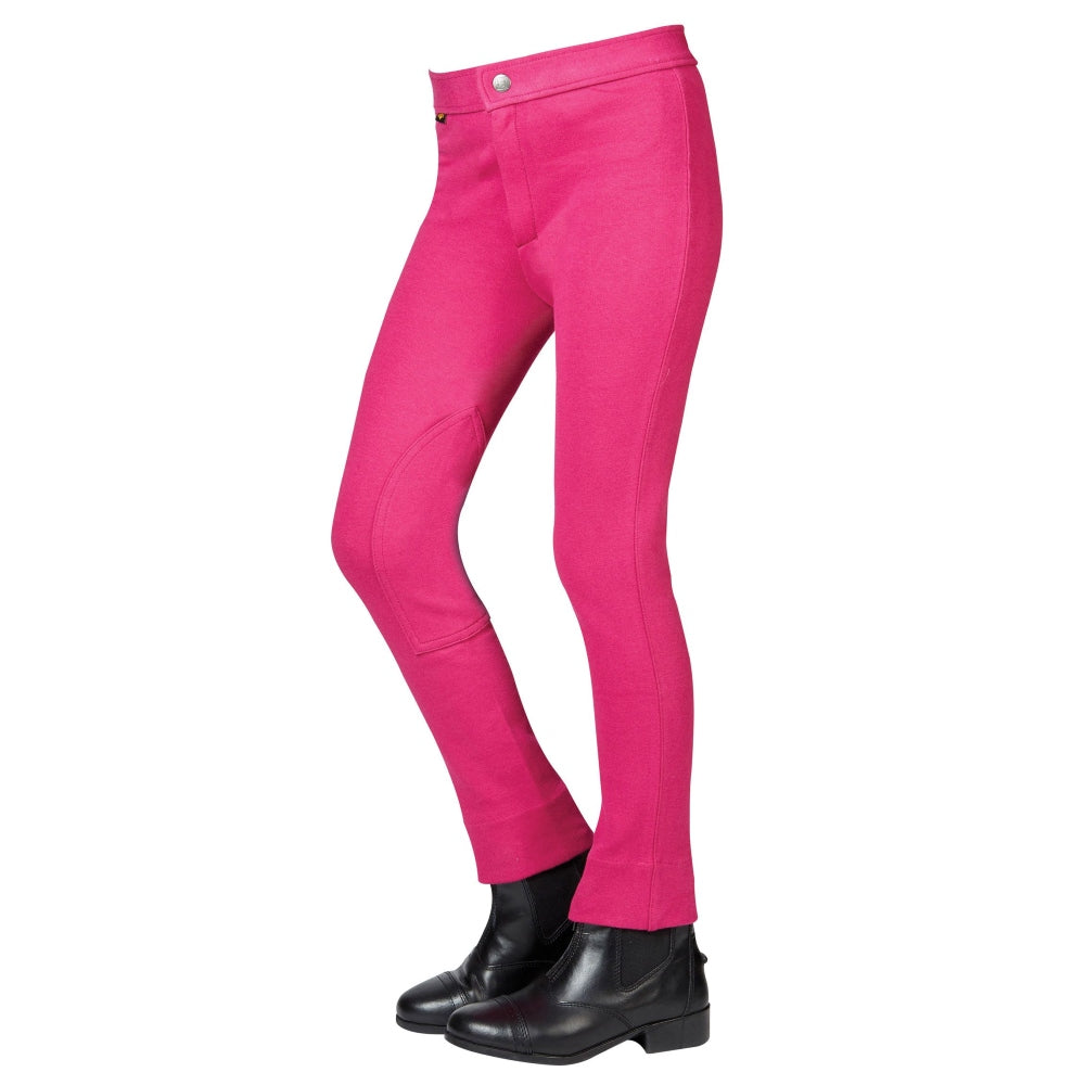 Saxon Childrens Warm Up Cotton Jodhpurs II in Fuchsia