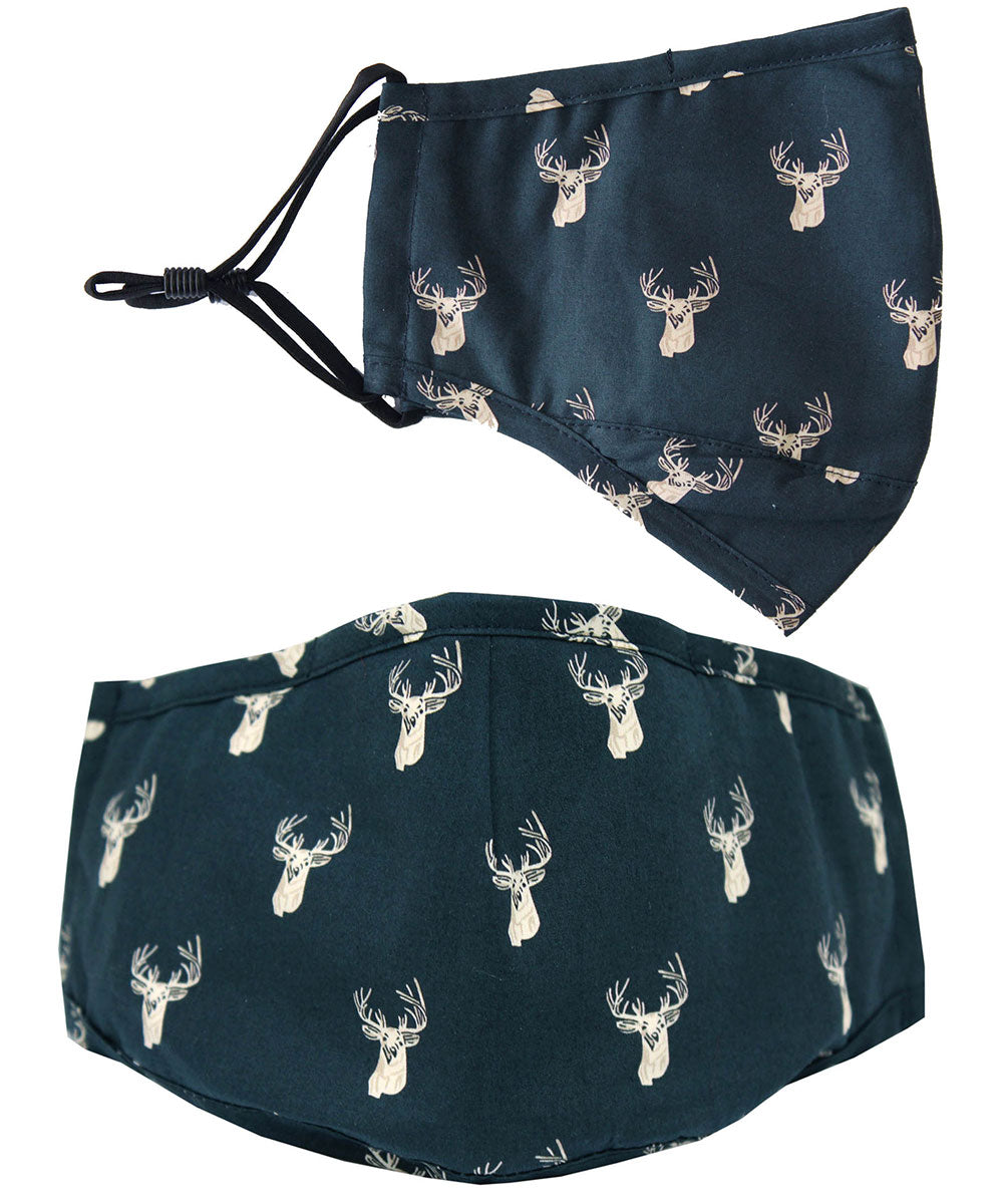 Navy withStag heads Reusable Face Mask