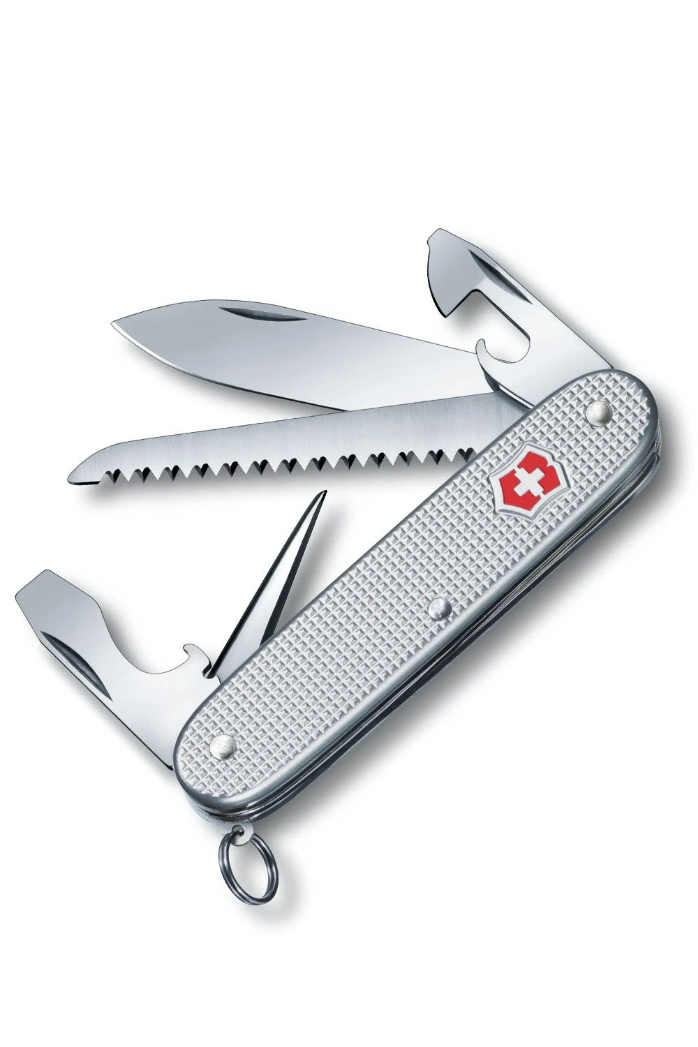 Victorinox Farmer Alox Swiss Army Medium Pocket Knife with Wood Saw in Silver Alox
