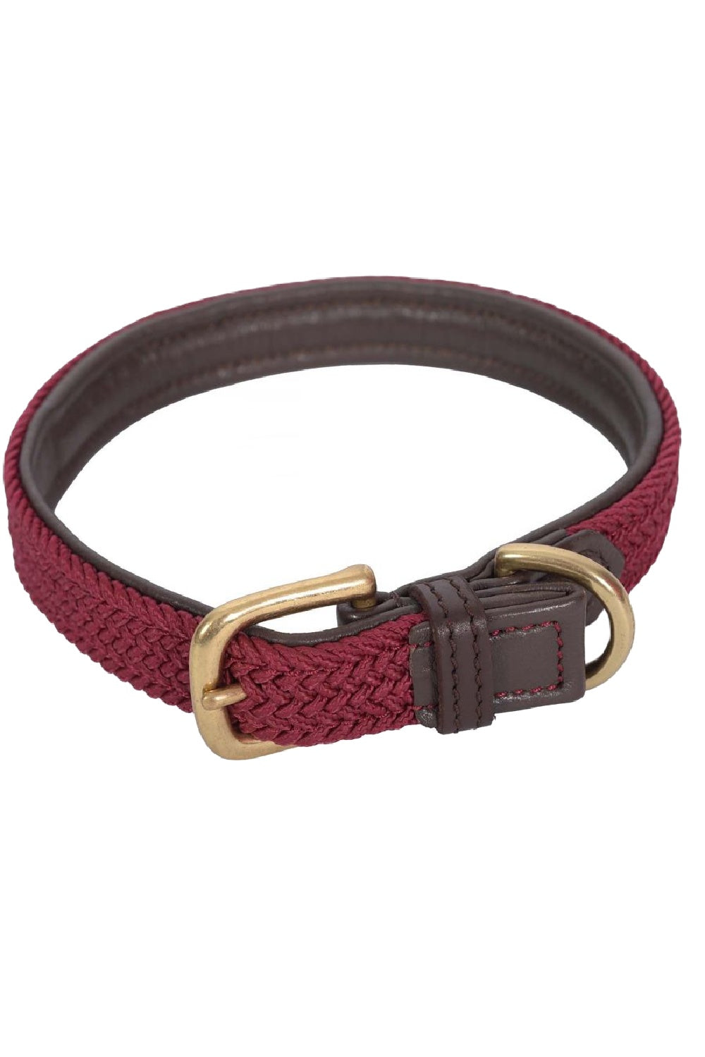 WeatherBeeta Plaited Dog Collar in Maroon/Brown