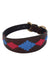 WeatherBeeta Lurcher Polo Leather Dog Collar in Beaufort Brown/Pink/Blue