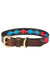 WeatherBeeta Polo Leather Dog Collar in Beaufort Brown/Emerald/Pink/Blue #colour_beaufort-brown-emerald-pink-blue