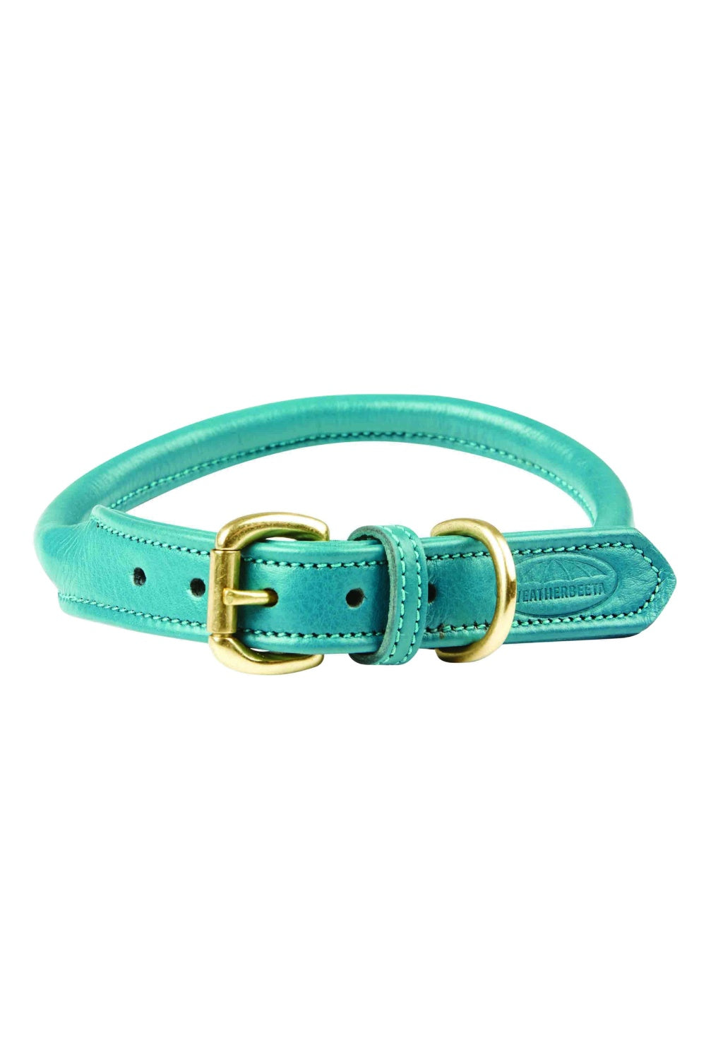 WeatherBeeta Rolled Leather Dog Collar In Teal