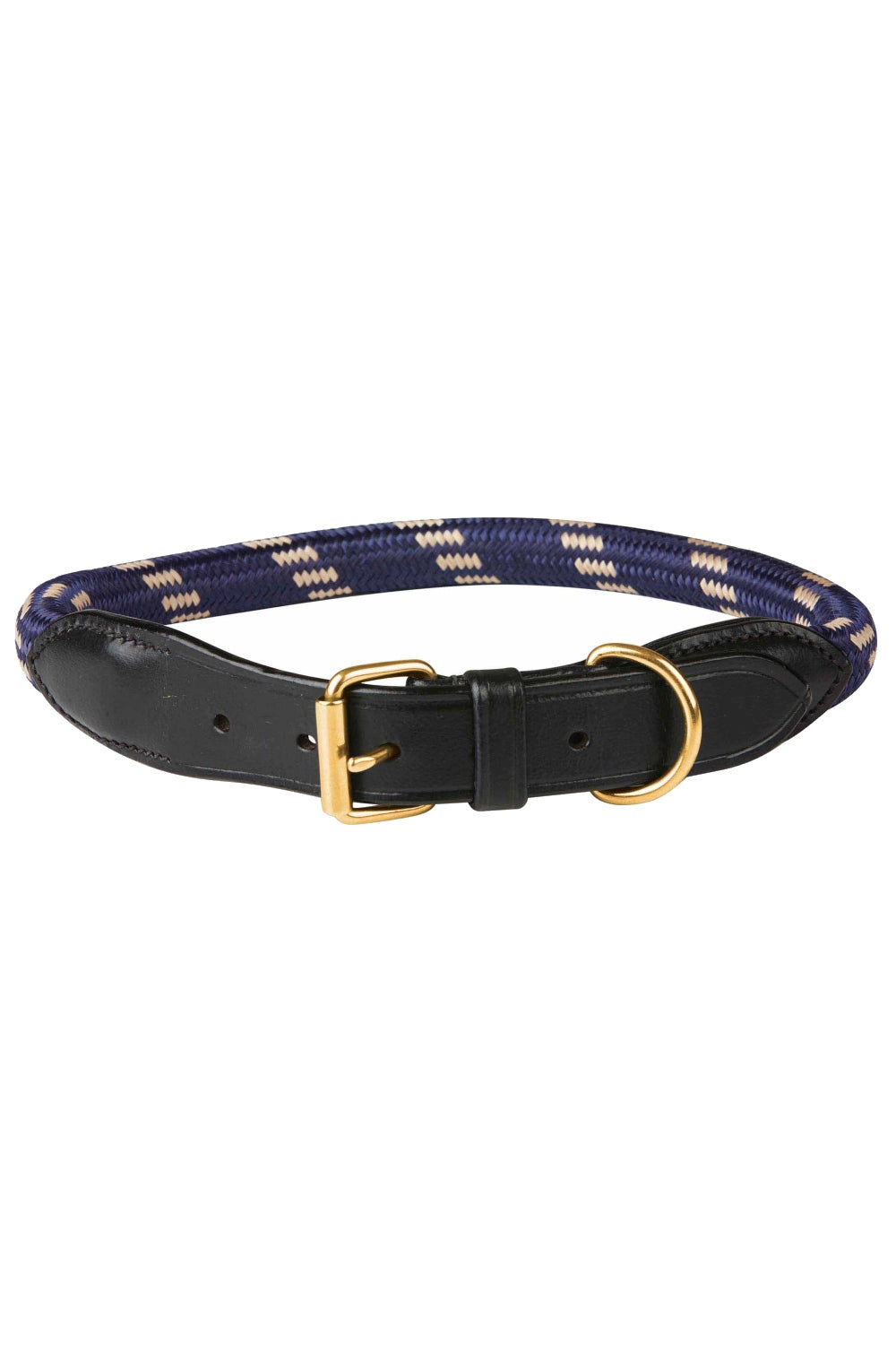 WeatherBeeta Rope Leather Dog Collar in Navy/Brown