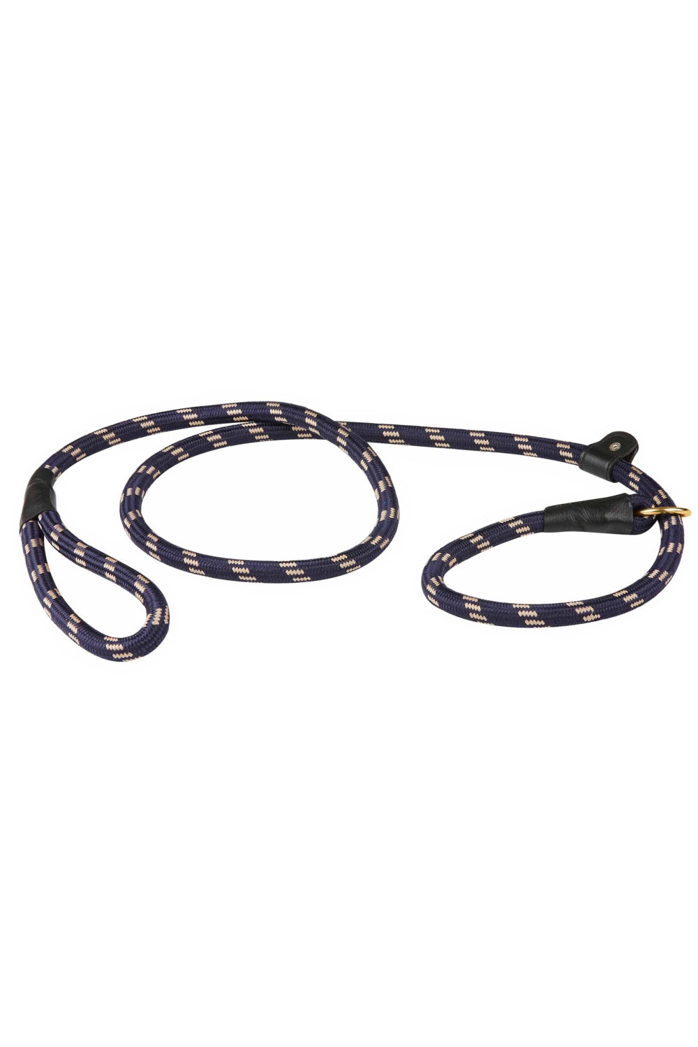 WeatherBeeta Rope Leather Slip Dog Lead in Navy/Brown
