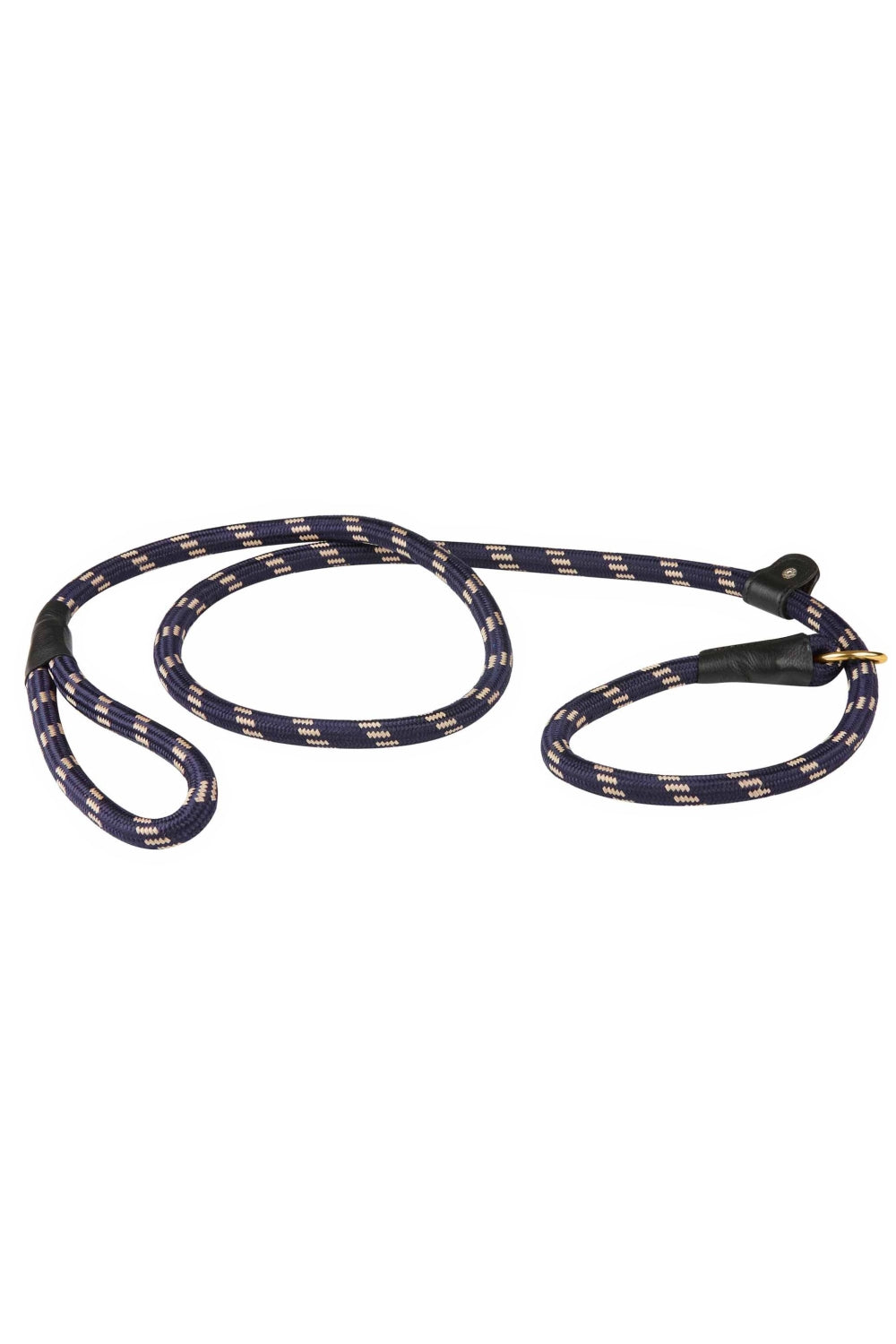 WeatherBeeta Rope Leather Slip Dog Lead in Navy/Brown 