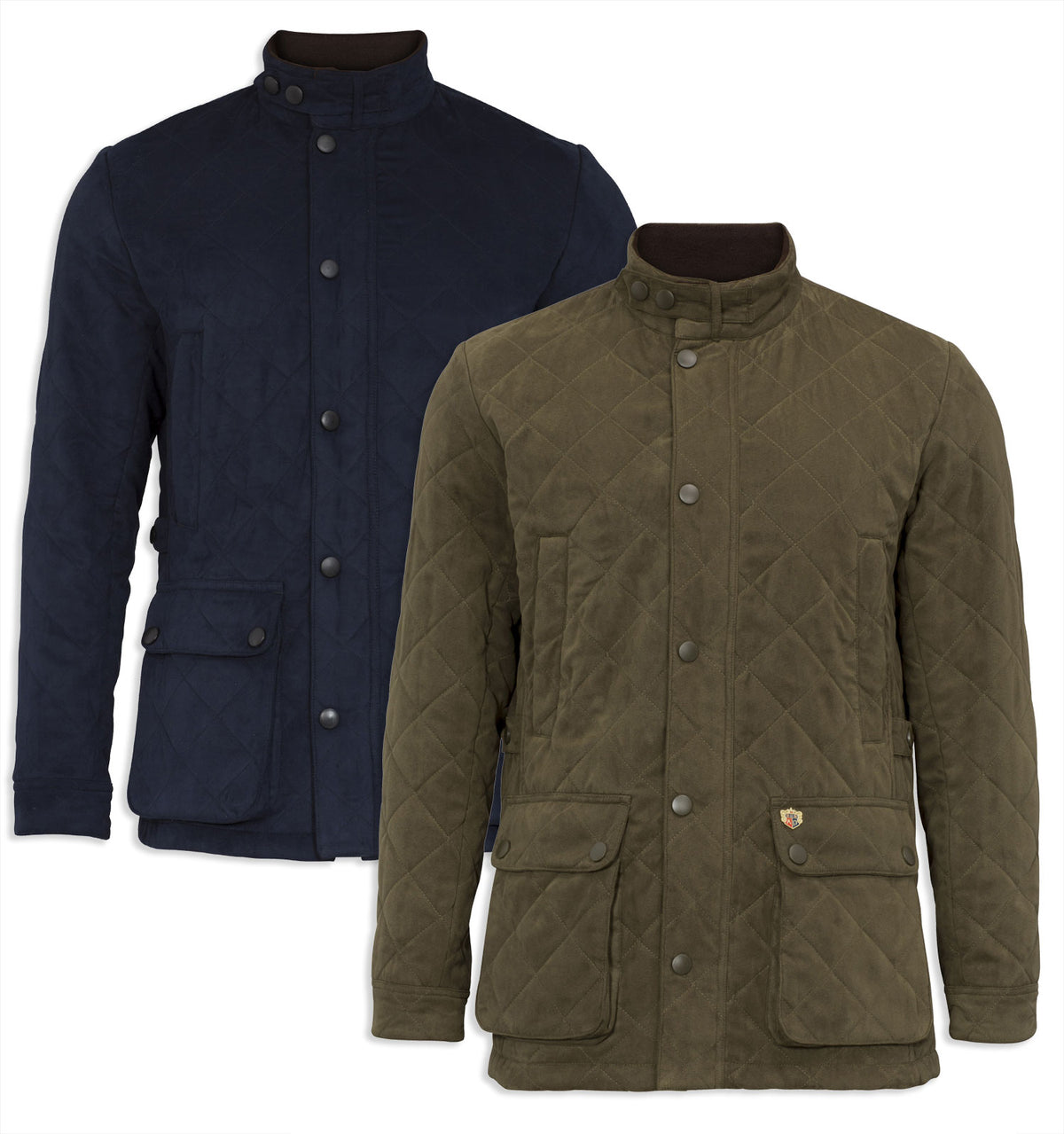 Alan Paine Felwell Quilted Jacket in Navy and Olive