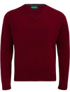 Alan Paine Streetly Lambswool V Neck Jumper in Bordeaux #colour_bordeaux