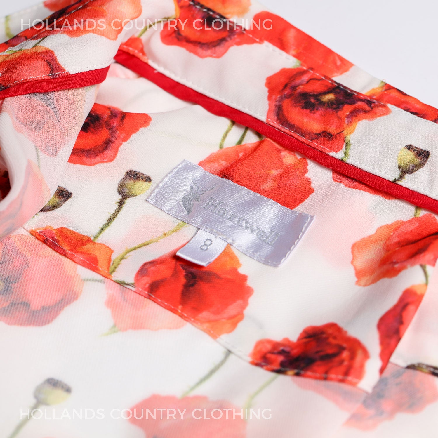 Collar detail red poppy shirt