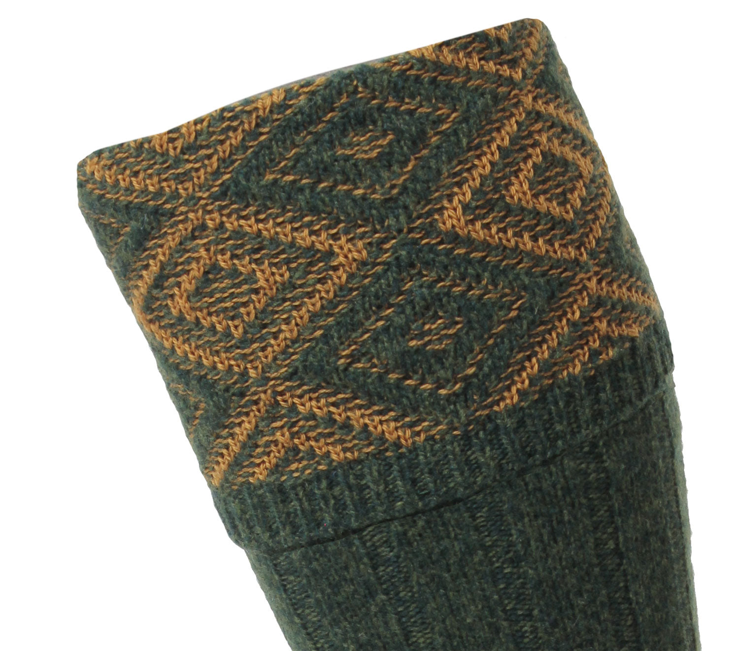 Forest Green and diamond pattern turn over for sock