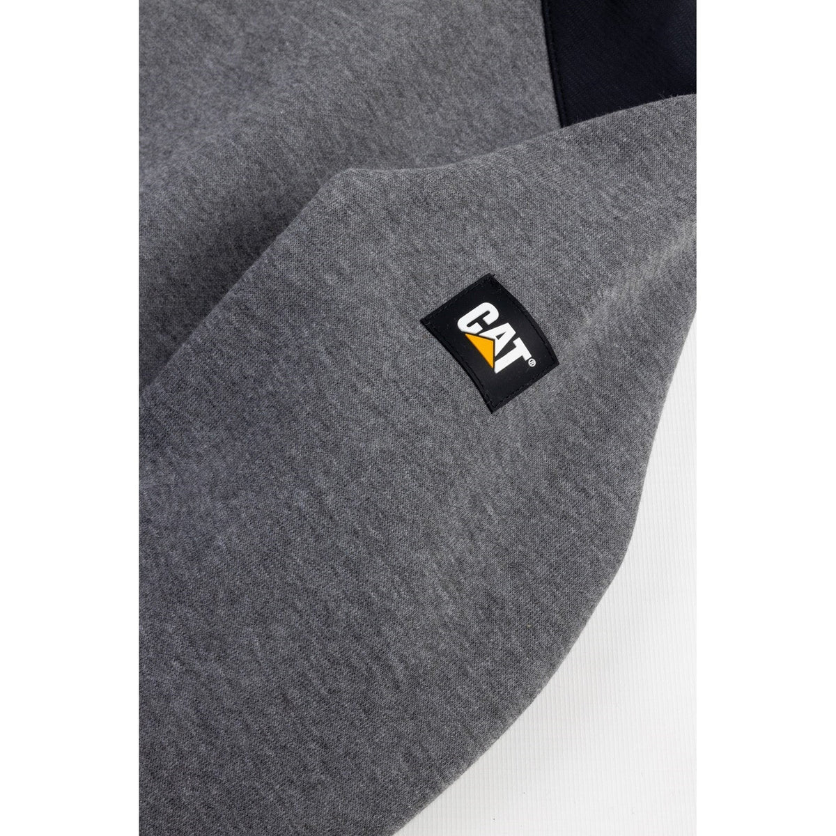 Caterpillar Essentials Hooded Sweatshirt. Dark Heather Grey. Sleeve