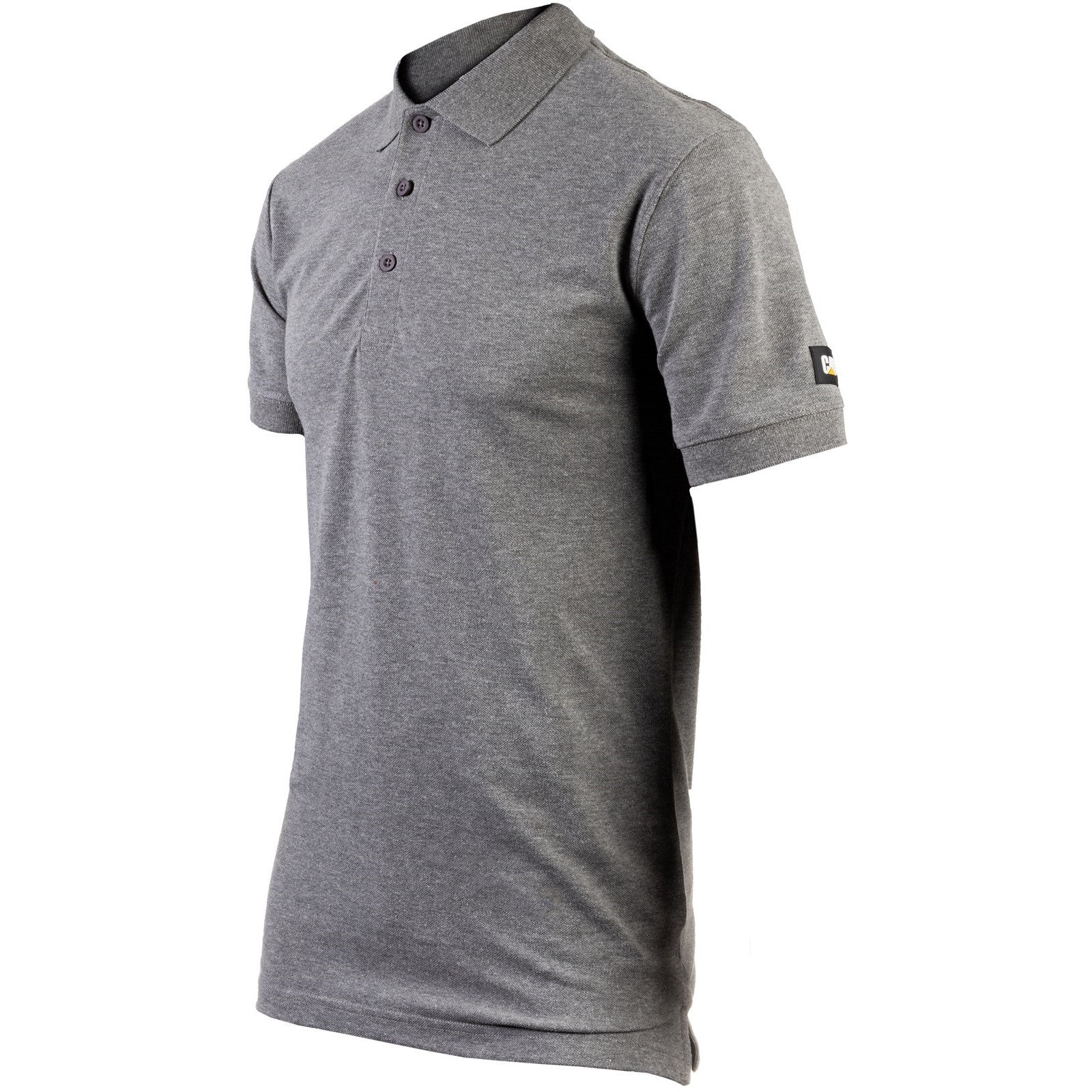 Caterpillar Essentials Polo Shirt. Dark Heather Grey. Front View