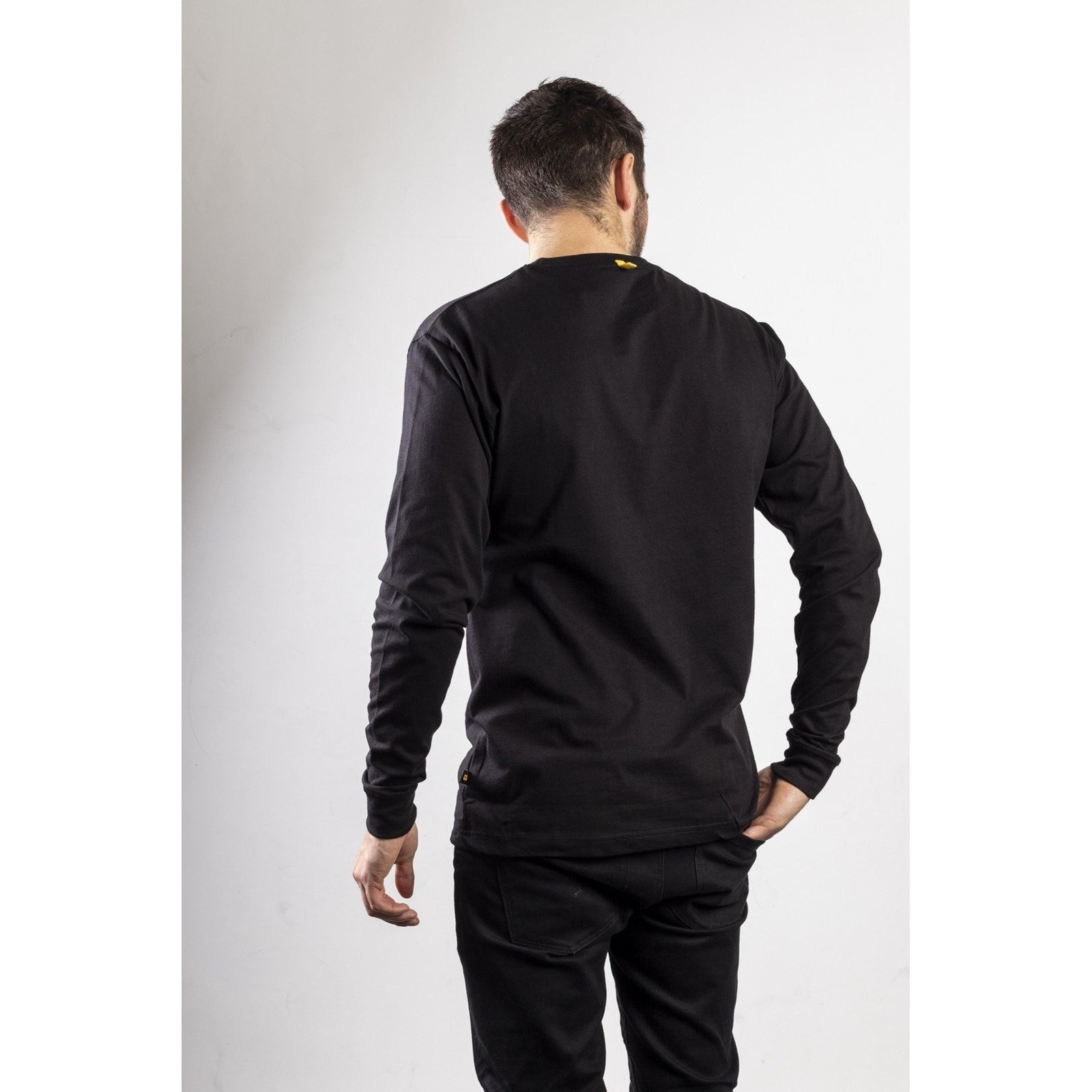 Caterpillar Trademark Banner Long Sleeve T Shirt in Black