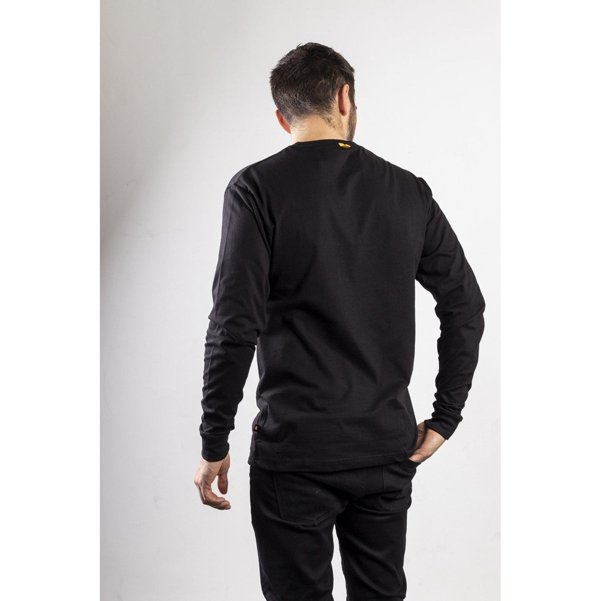 Caterpillar Trademark Banner Long Sleeve T Shirt in Black
