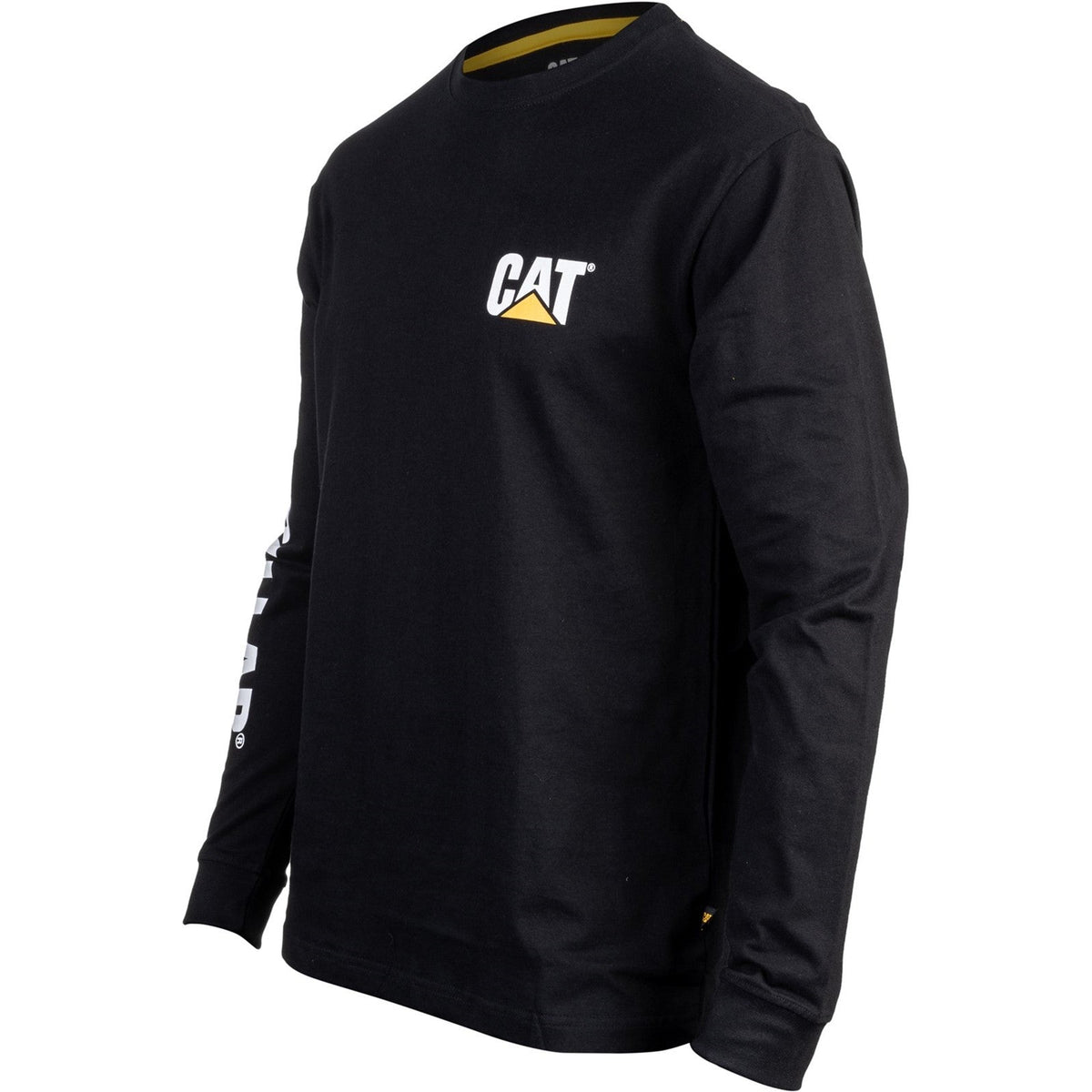 Caterpillar Trademark Banner Long Sleeve T Shirt in Black