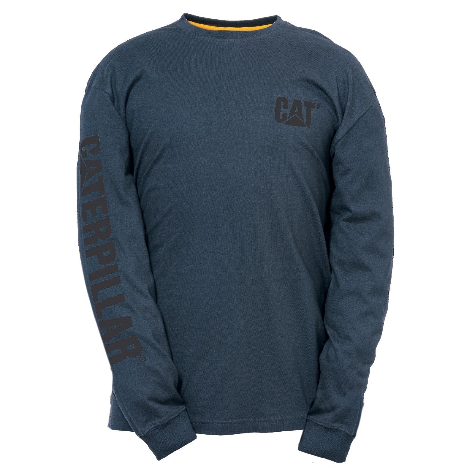 Caterpillar Trademark Banner Long Sleeve T Shirt in Dark Marine