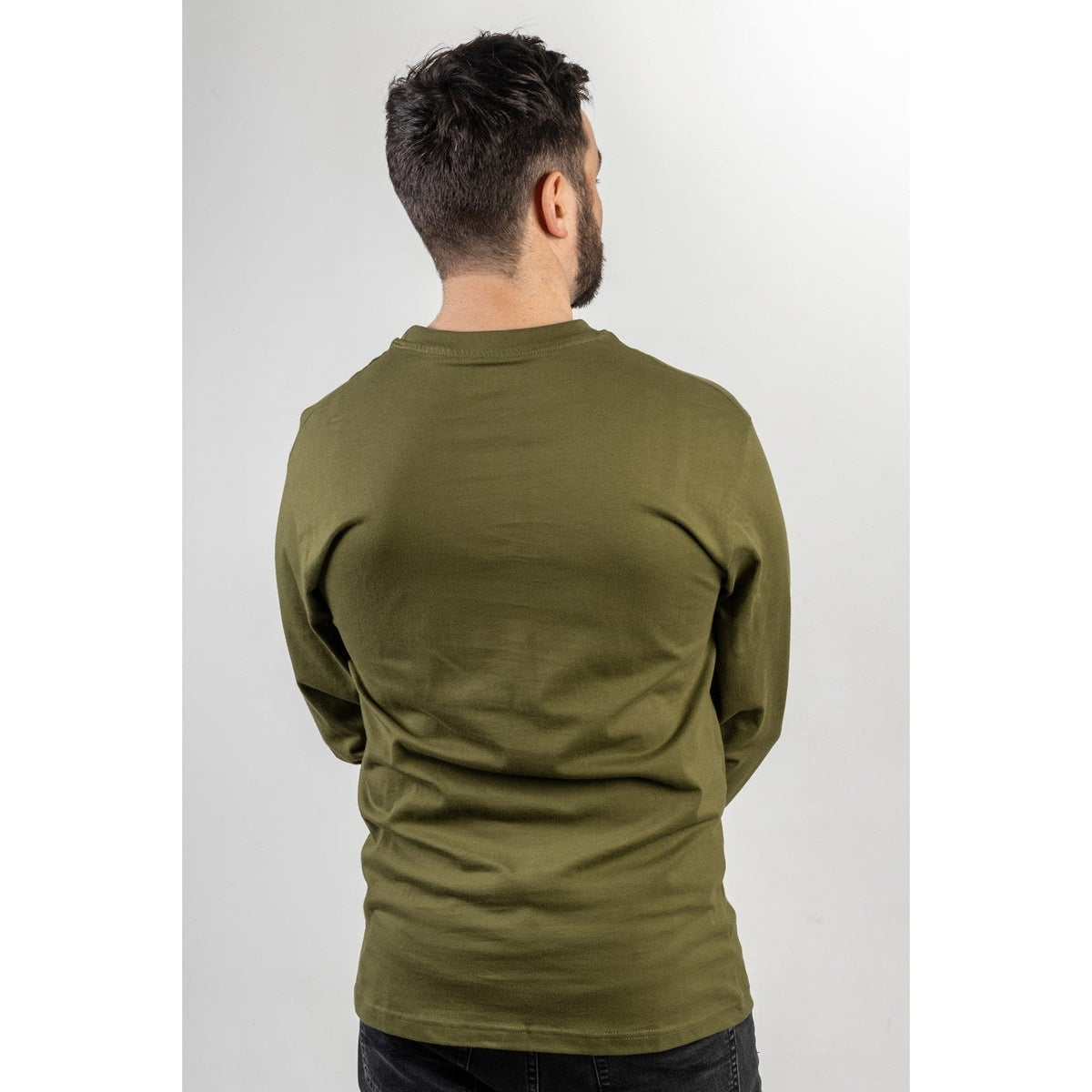Caterpillar Trademark Banner Long Sleeve T Shirt in Chive