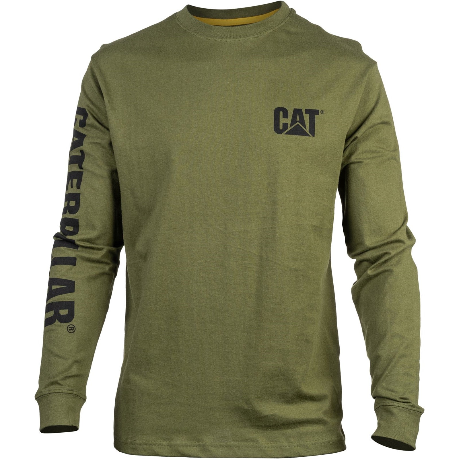 Caterpillar Trademark Banner Long Sleeve T Shirt in Chive