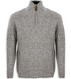 grey Aran Wool Zip Neck Sweater #colour_grey