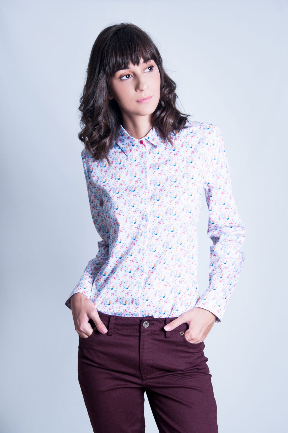 Hartwell Melanie Cotton Trousers | Navy, Beige & Burgundy