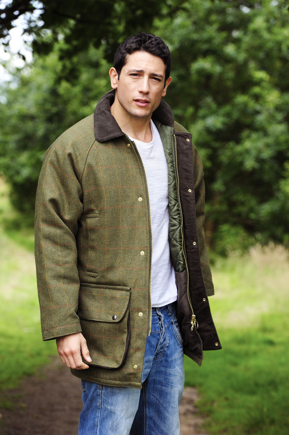 man wearing Classic Country Tweed Field Shooting jacket