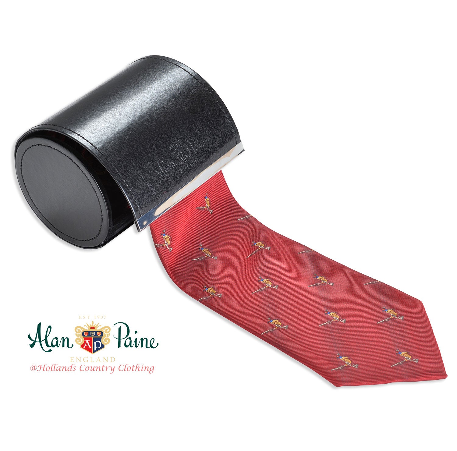 red Alan Paine Ripon Silk Tie | Standing Pheasant