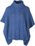 Back view Blue Aran Merino Wool Cowl Neck Poncho #colour_deep-blue-576