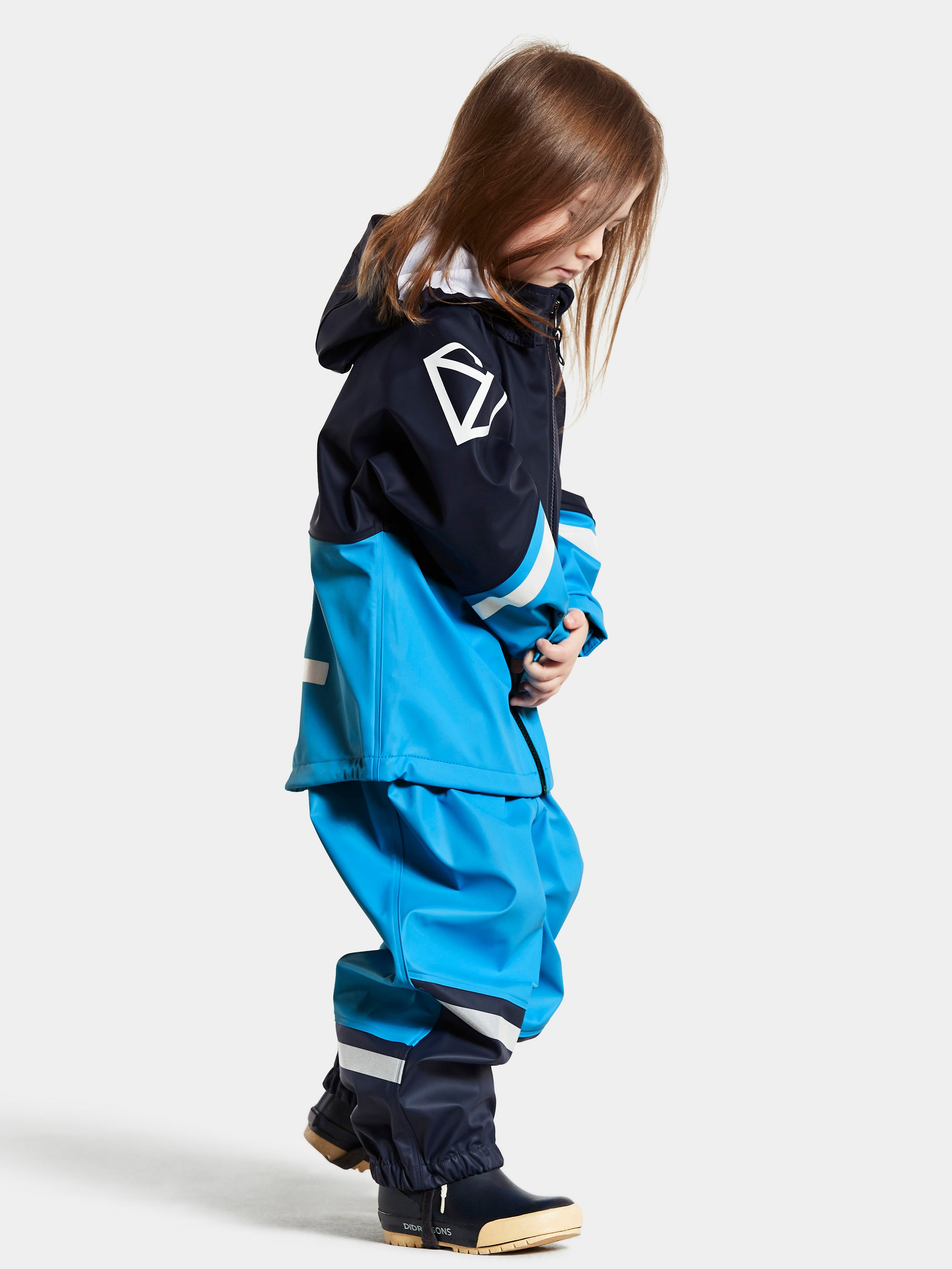 Didriksons Waterman Kids Rain Set in Sharp Blue