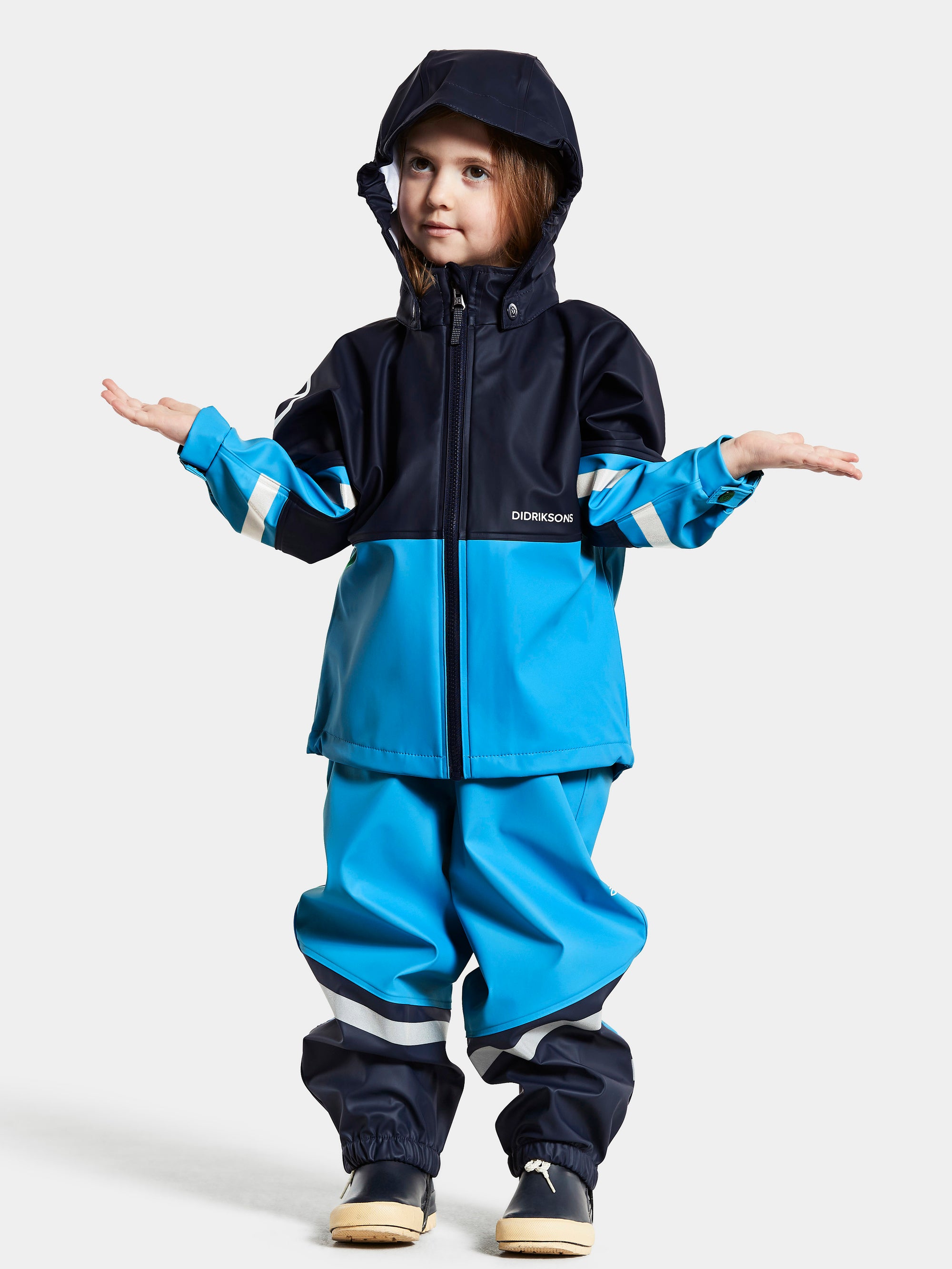 Didriksons Waterman Kids Rain Set in Sharp Blue