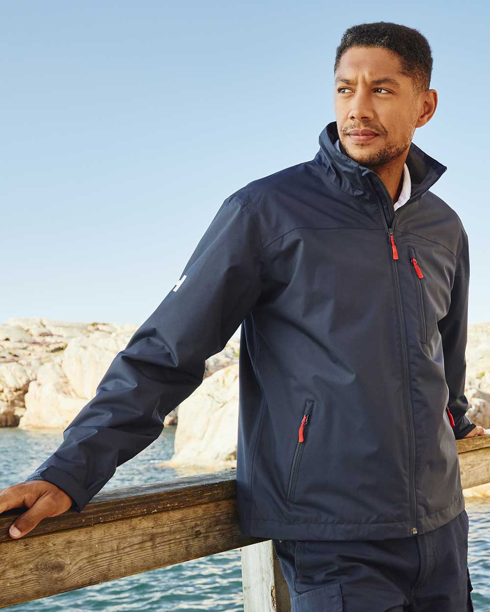 Helly Hansen Crew Hooded Jacket In Navy 