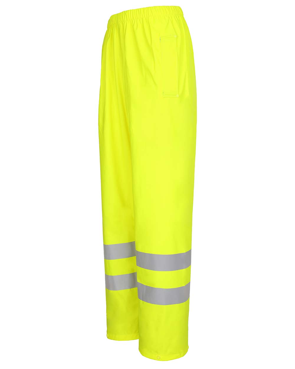 Side view Fort Mens Air Reflex Hi-Vis Trousers in yellow with Reflective strips