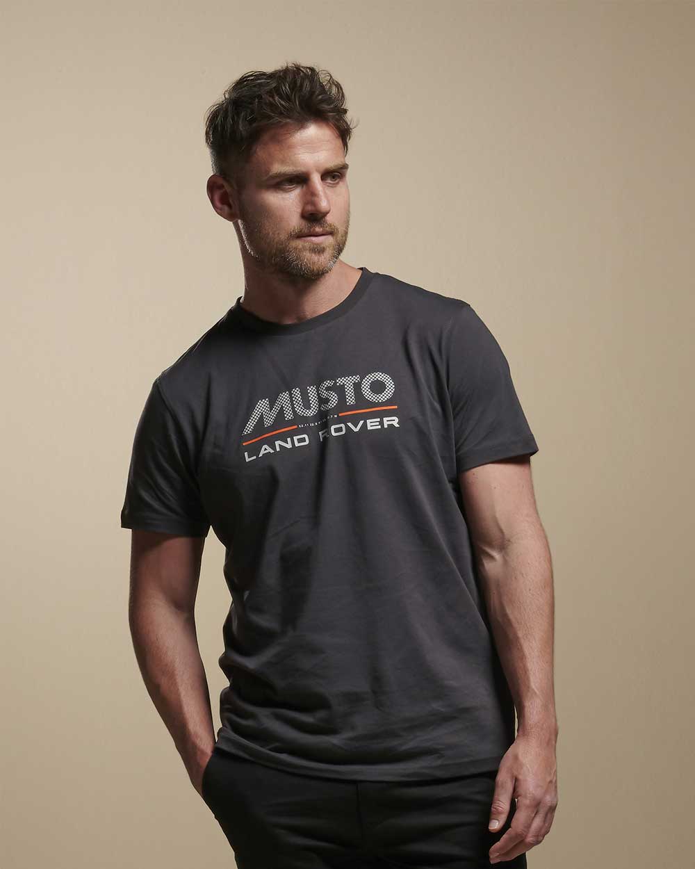 Musto Mens Land Rover Logo Short Sleeve T-Shirt 2.0 in Dark Grey 