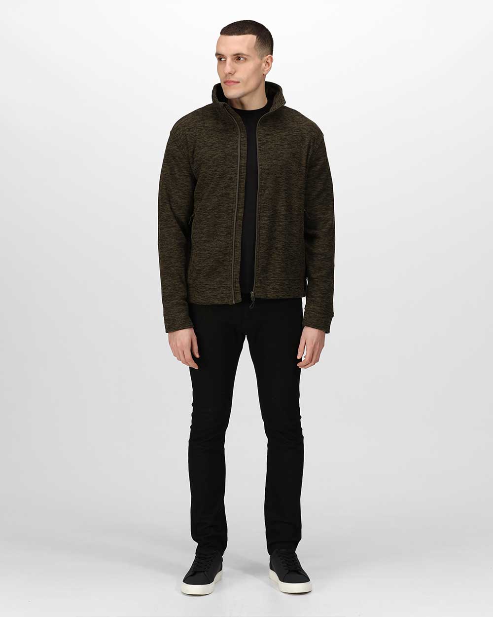 Regatta Thornly Full Zip Marl Fleece in Dark Khaki Marl 