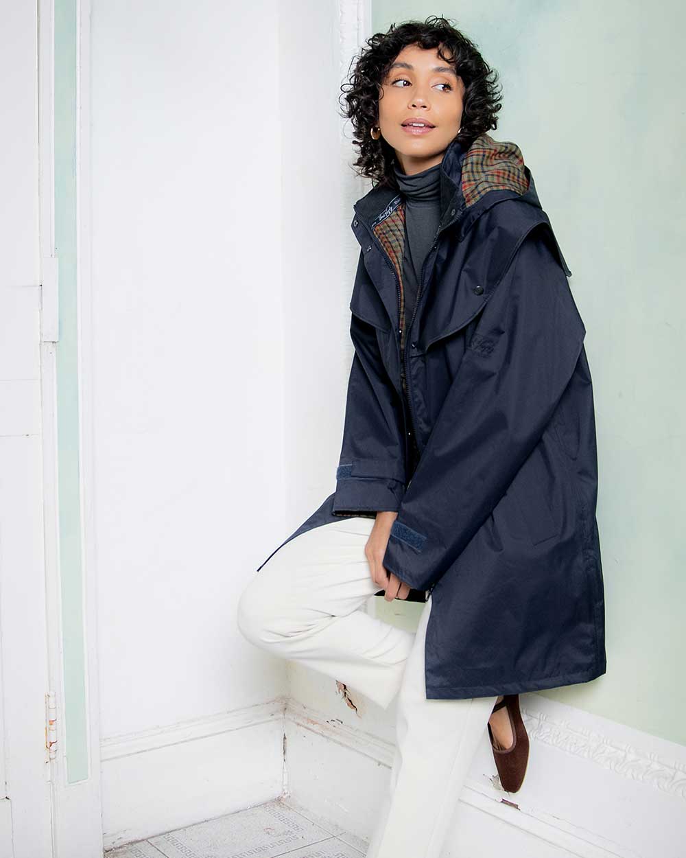 Three hot sale quarter raincoat