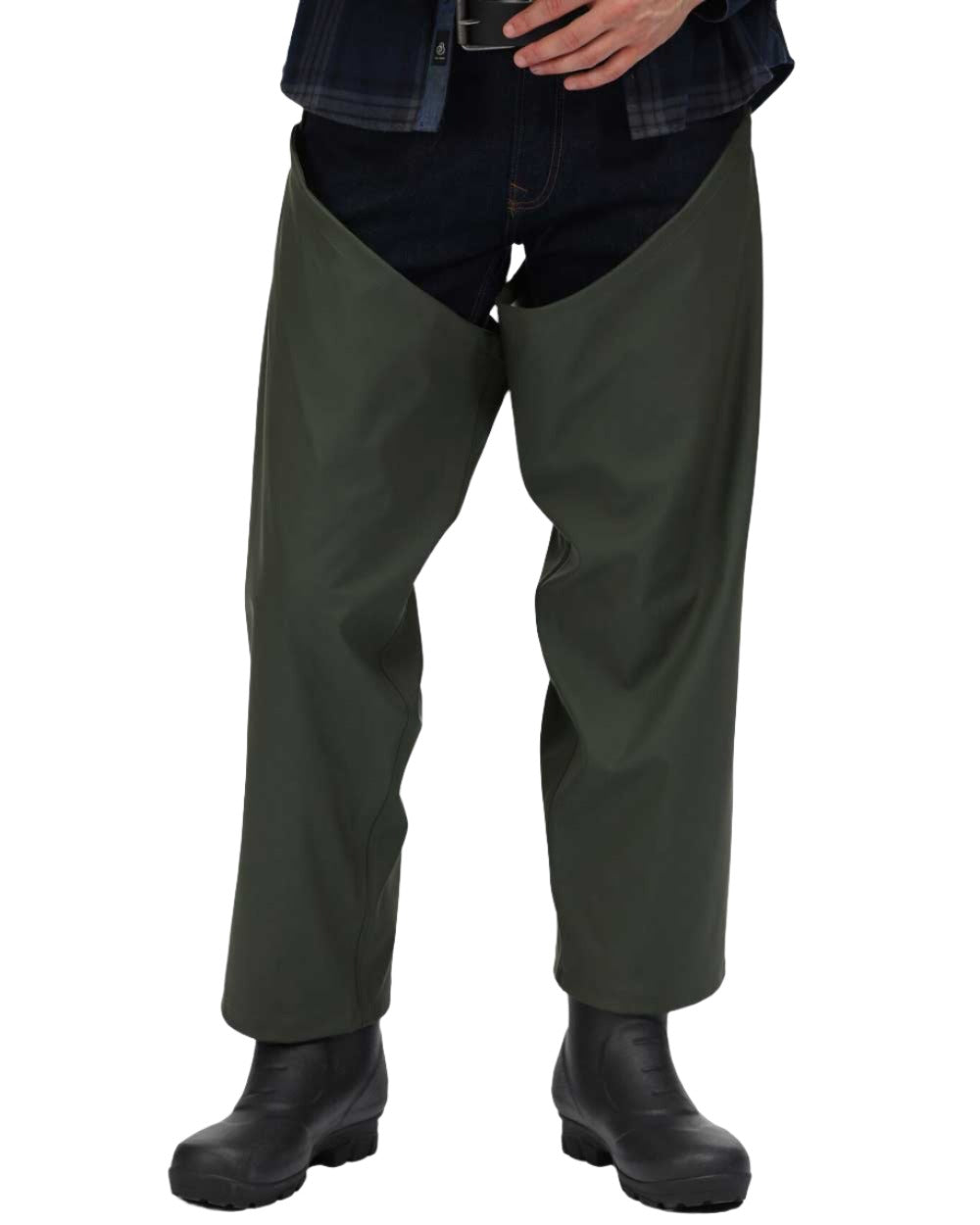 Olive coloured Regatta Stormflex Chaps on white background 