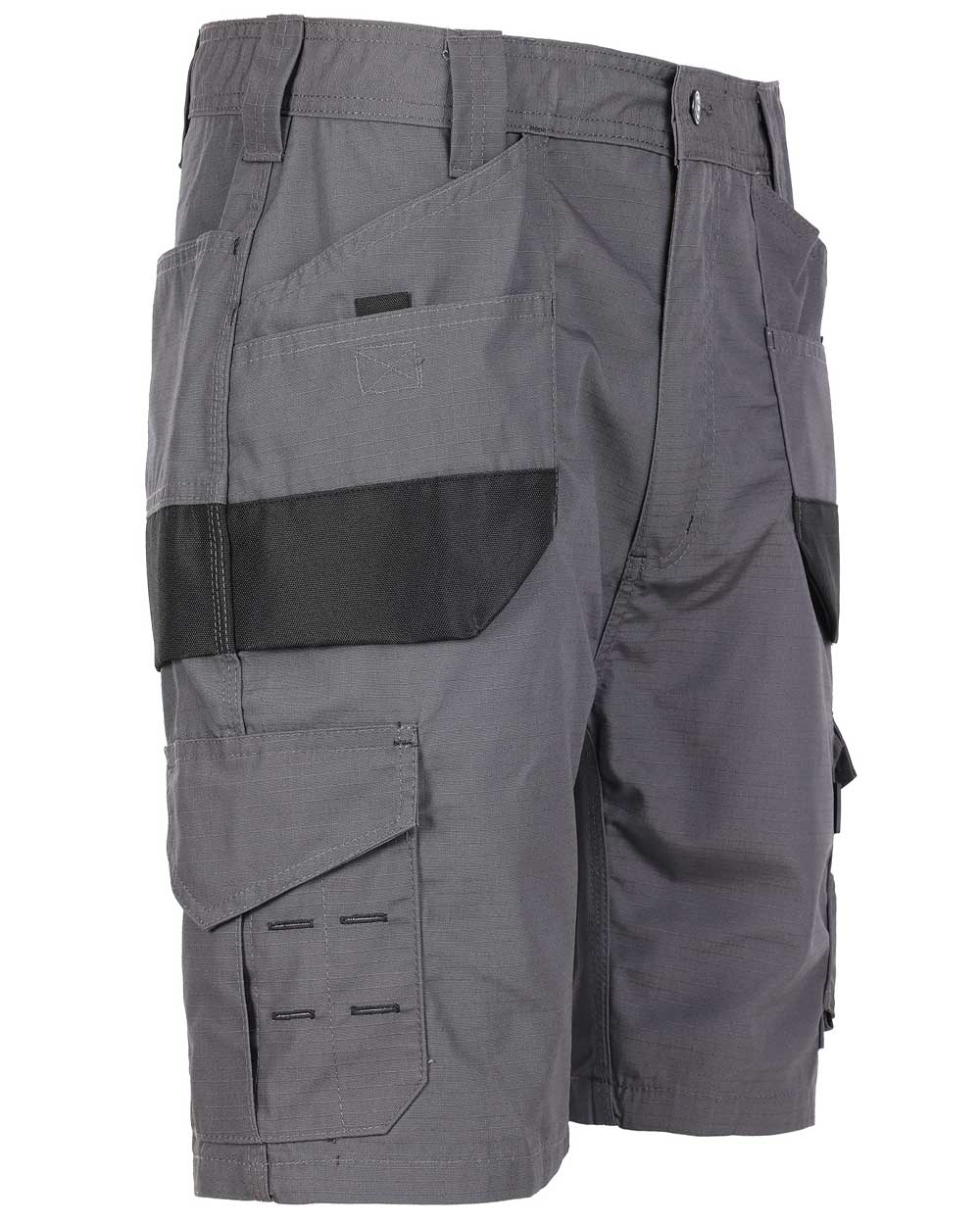 Grey Coloured TuffStuff Elite Work Shorts On A White Background