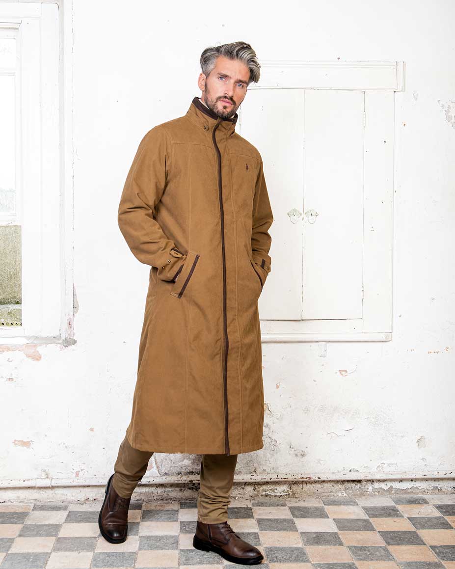 Longcoats Breathable 'Newlyn' Men's Long Raincoat with Hood