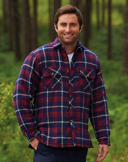 Farmers winter shirt Red Tartan Champion Totnes Quilted Padded Shirt 