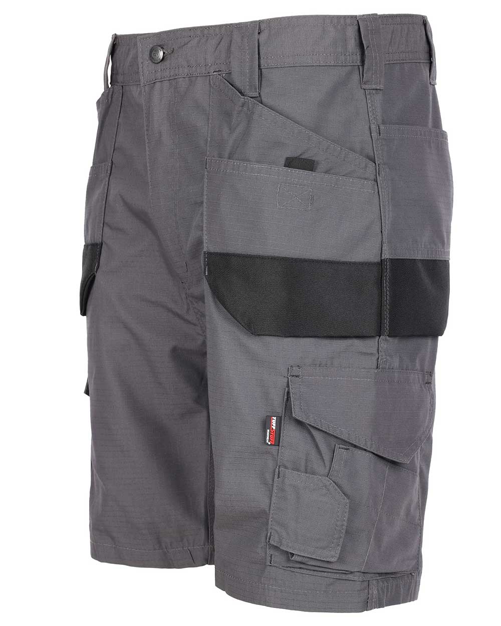 Grey Coloured TuffStuff Elite Work Shorts On A White Background