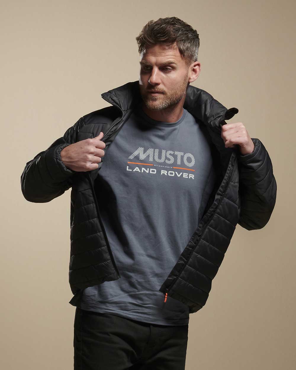 Musto Mens Land Rover Logo Short Sleeve T-Shirt 2.0 in Dark Grey 