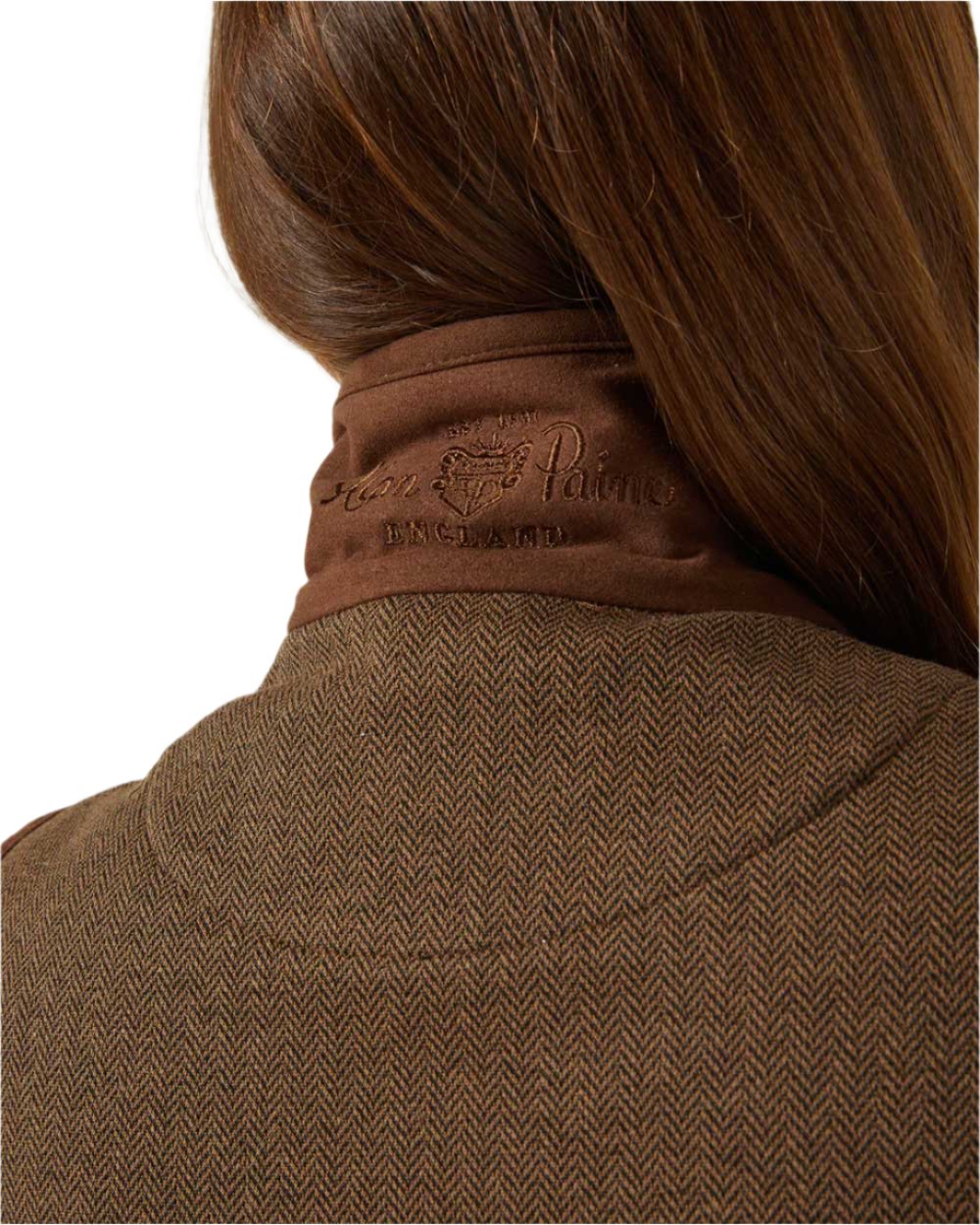 Alan Paine Aylsham Ladies Fleece Gilet in Brown Herringbone 