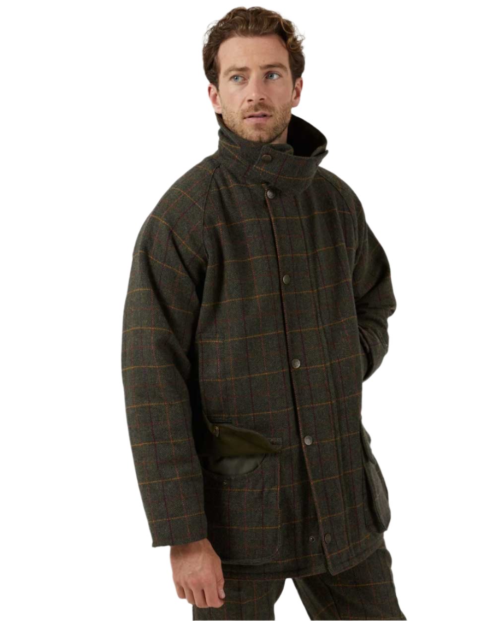 Alan Paine Rutland Waterproof Tweed Shooting Coat in Fern 