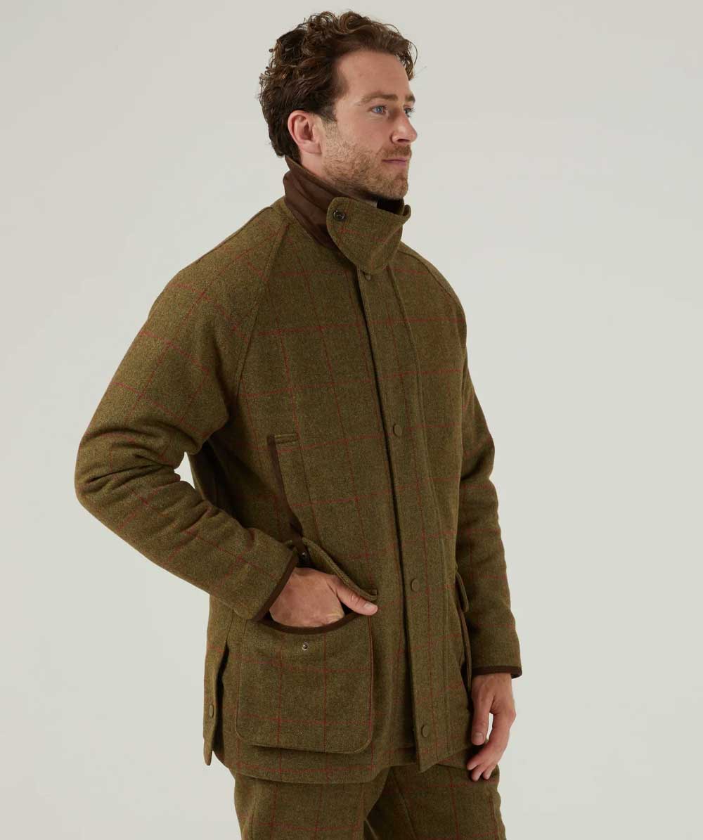 Alan Paine Combrook Tweed Waterproof Coat in Sage 