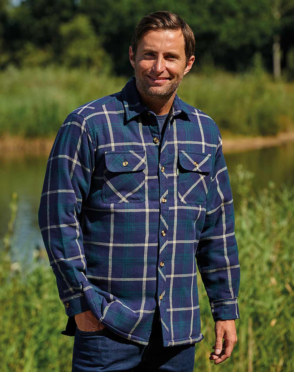 Outdoor work shirt Champion Totnes Quilted Padded Shirt Blue lumberjack check 