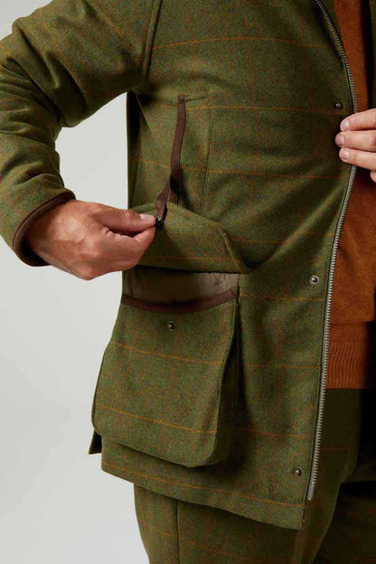 Shooting pocket adjuster Alan Paine Combrook Tweed Waterproof Coat in Maple 