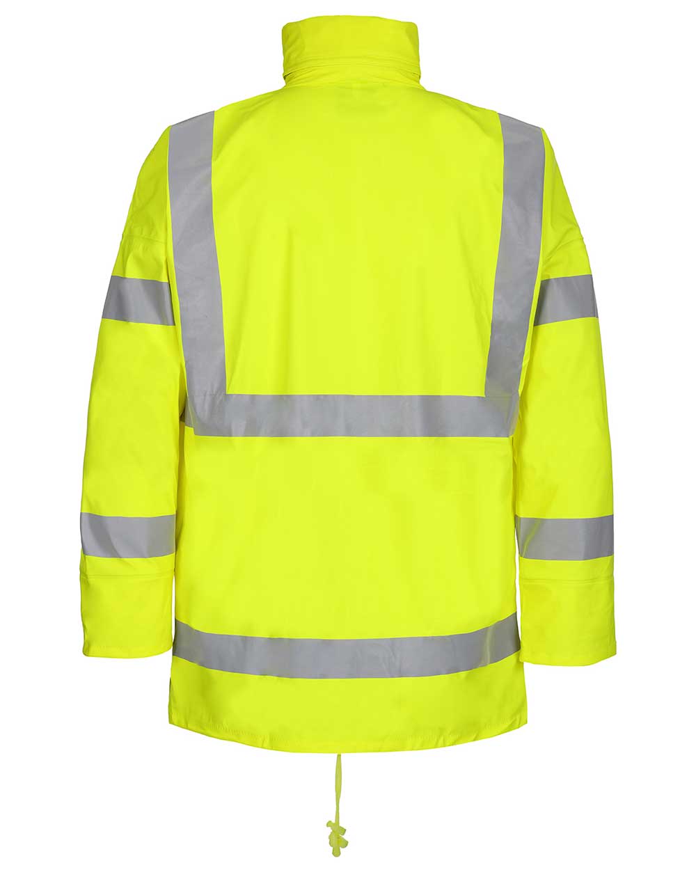 Back view Fort Air Reflex Waterproof Hi-vis Jacket in yellow with reflective strips
