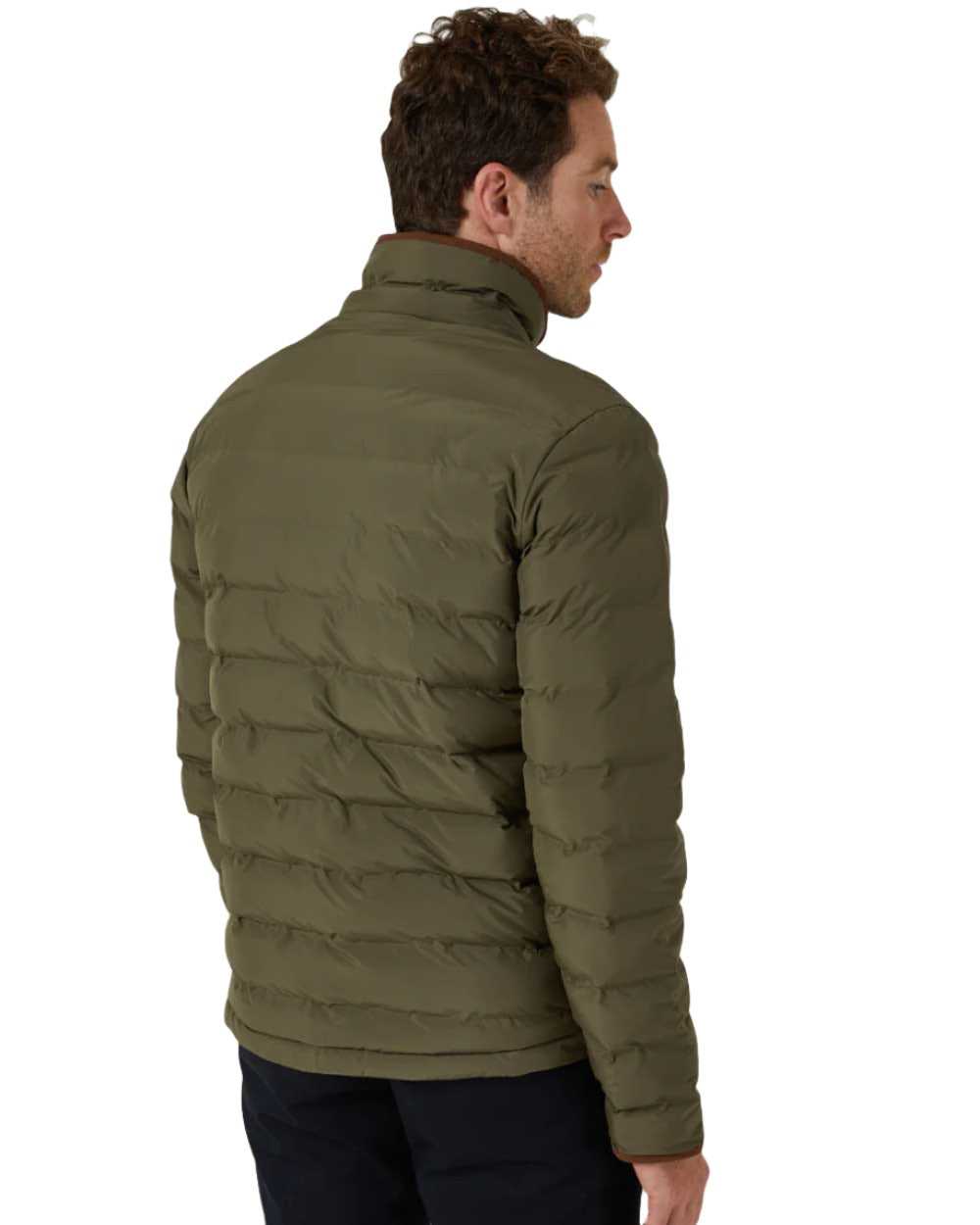 Olive Coloured Alan Paine Calsall Jacket On A White Background 