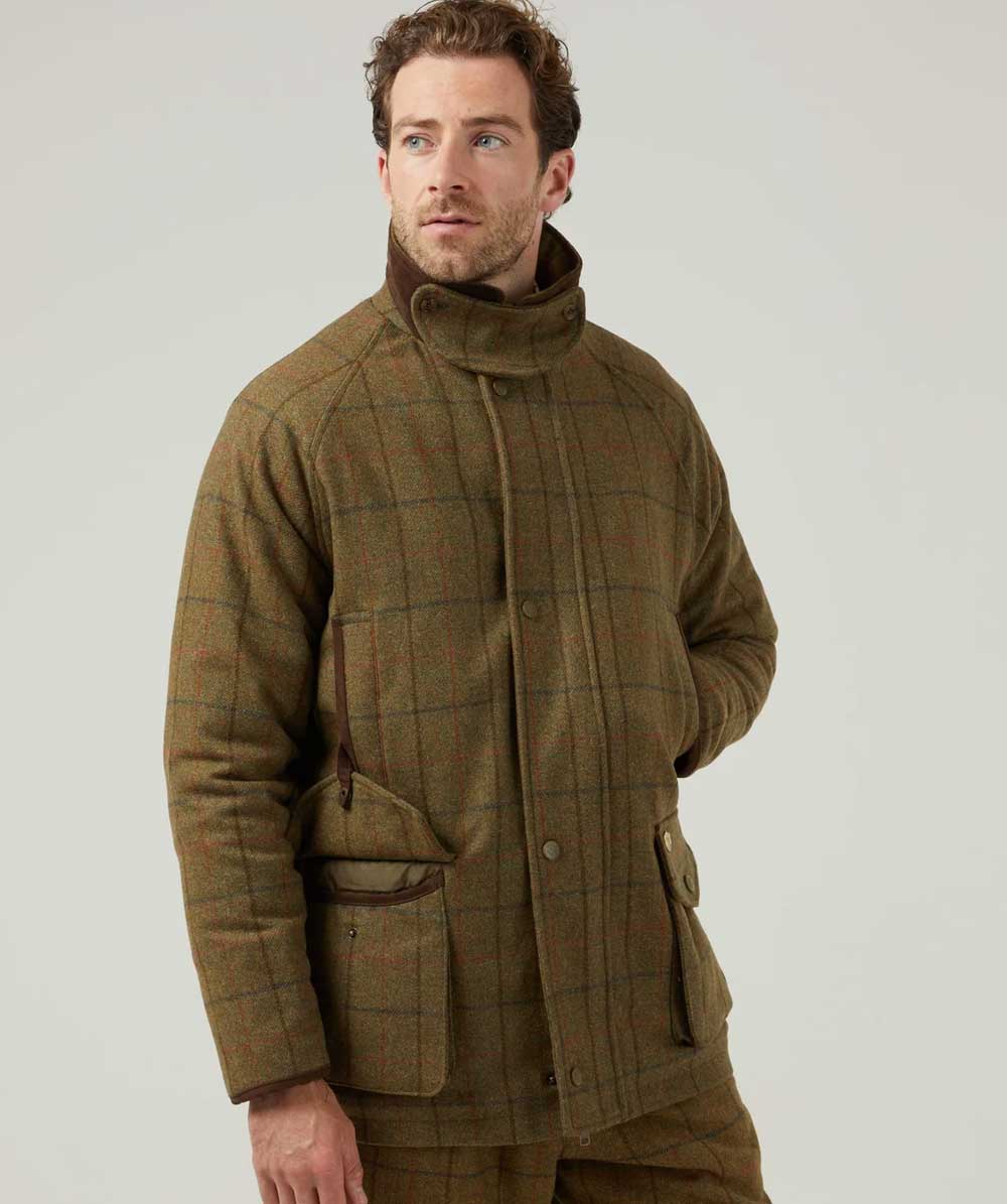 Alan Paine Combrook Tweed Waterproof Coat in Thyme 